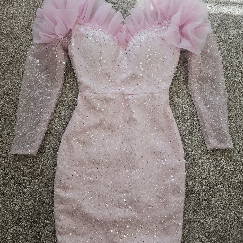 Elegant Pink Sequin Dress